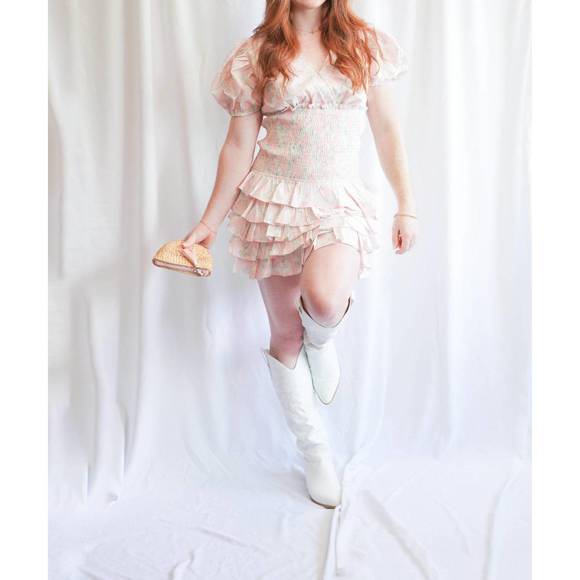 BRICK SMOCKED WAISTBAND AND SHORTS LINING WOVEN MINI SKIRT main image 0